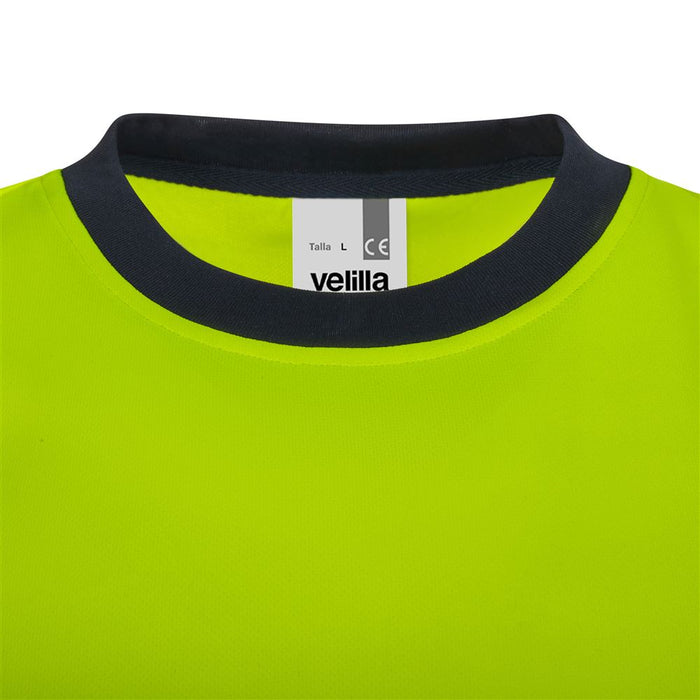 Camiseta poliéster reciclado bicolor manga corta cinta segmentada VELILLA