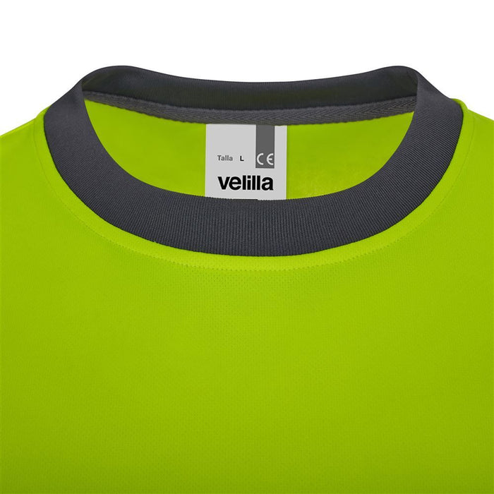 Camiseta poliéster reciclado bicolor manga corta cinta segmentada VELILLA