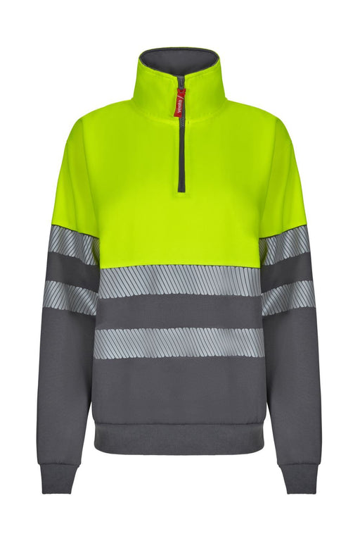 Sudadera bicolor con media cremallera cinta segmentada VELILLA