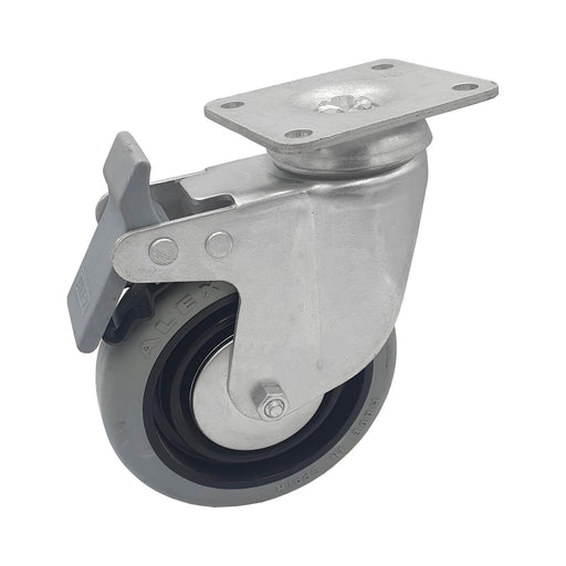 Rueda Alex 100 mm goma con base atornillable y freno