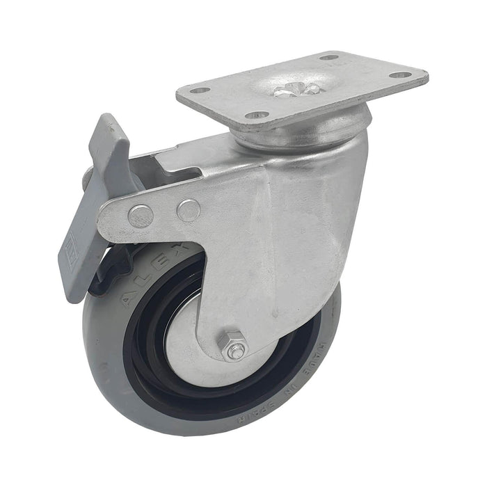 Rueda Alex 100 mm goma con base atornillable y freno