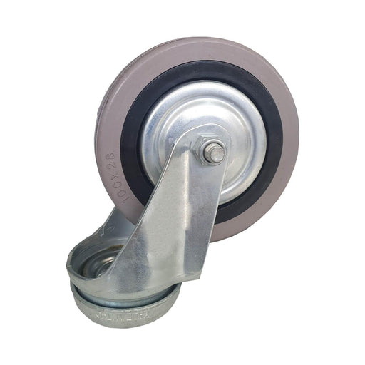 Rueda giratoria Gayner goma 100 mm con llanta metálica