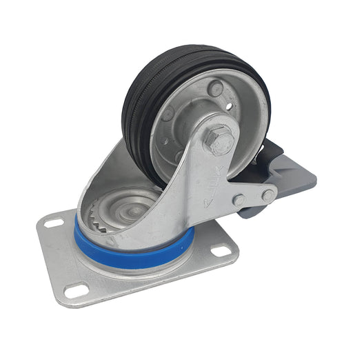 Rueda Alex goma 80 mm con base atornillable y freno