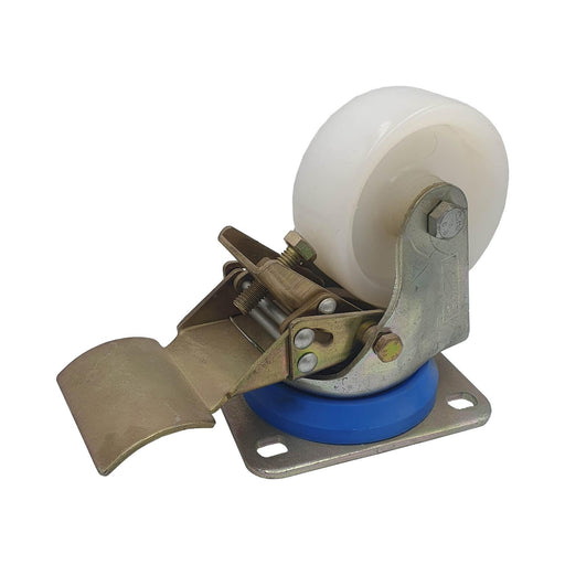 Rueda giratoria Alex nylon 80 mm con freno y base atornillable
