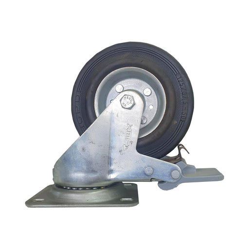 Rueda Alex goma con base atornillable y freno 125mm