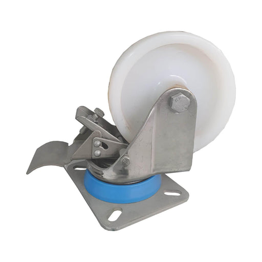 Rueda giratoria Alex nylon 150 mm con freno y base atornillable