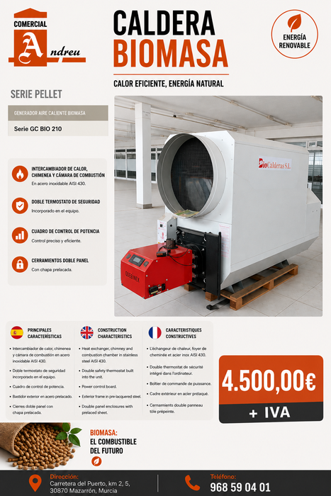 Generador de Aire Caliente de Biomasa Serie GC BIO 210