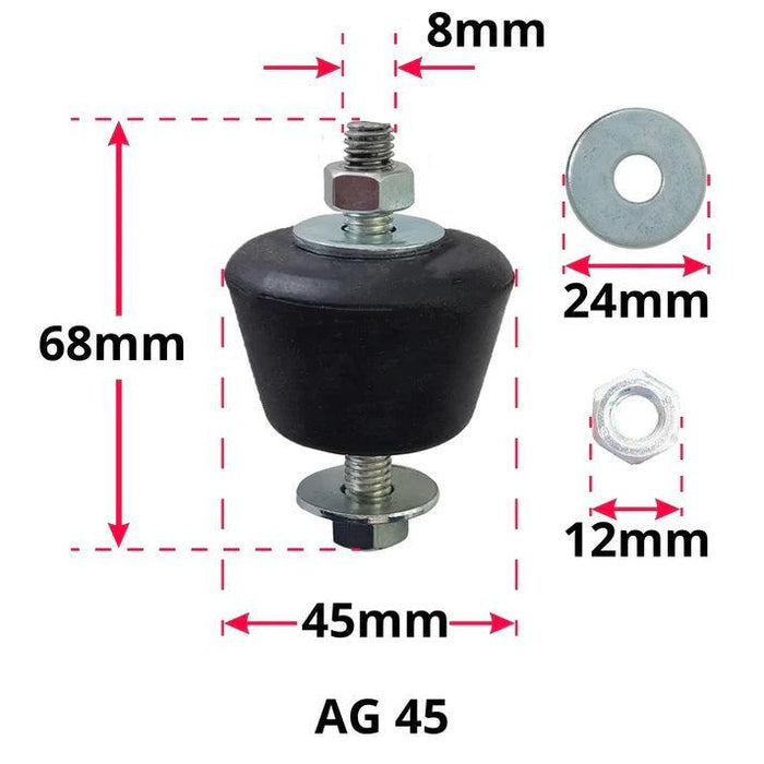 Kit 4 Silentblocks Goma Aire Acondicionado M8 Antivibración