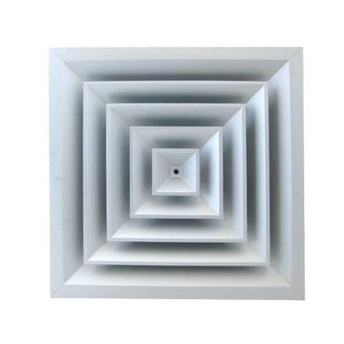 Difusor de Aire Cuadrado Regulable en Aluminio Plateado